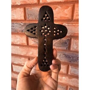 Carved Wooden Cross Rustic Home Decor India